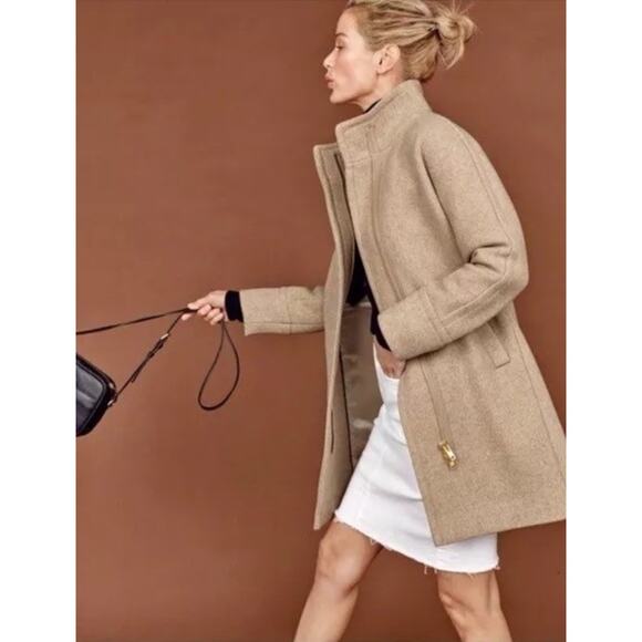 J Crew Womens Sz 0 Stadium Cloth Nello Gori Cocoon Wool Coat Jacket Beige Camel - Picture 1 of 13